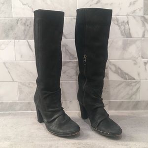 All Saints Leather Slouchy Heeled Boots Sz 40